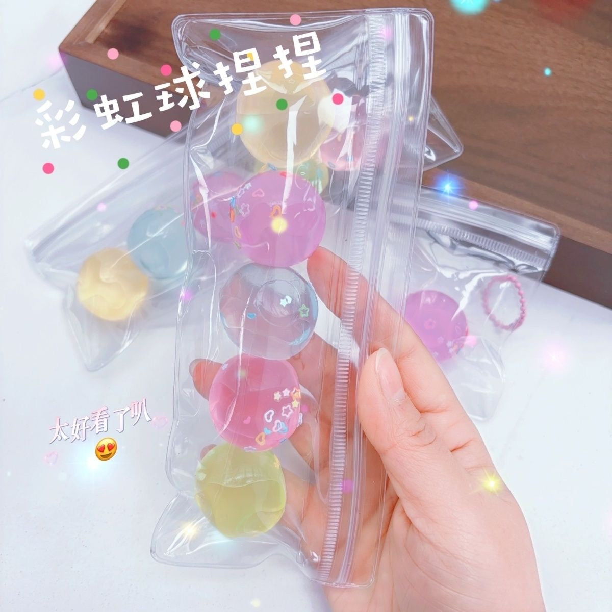 5 Translucent Balls Squishy Stress Relief Decompression Toy