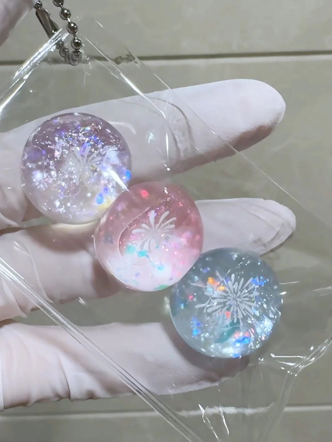 3 Transparent Firework Balls Squishy Stress Relief Decompression Toy