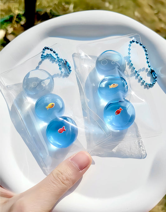 3 Transparent Fish Balls Squishy Stress Relief Decompression Toy