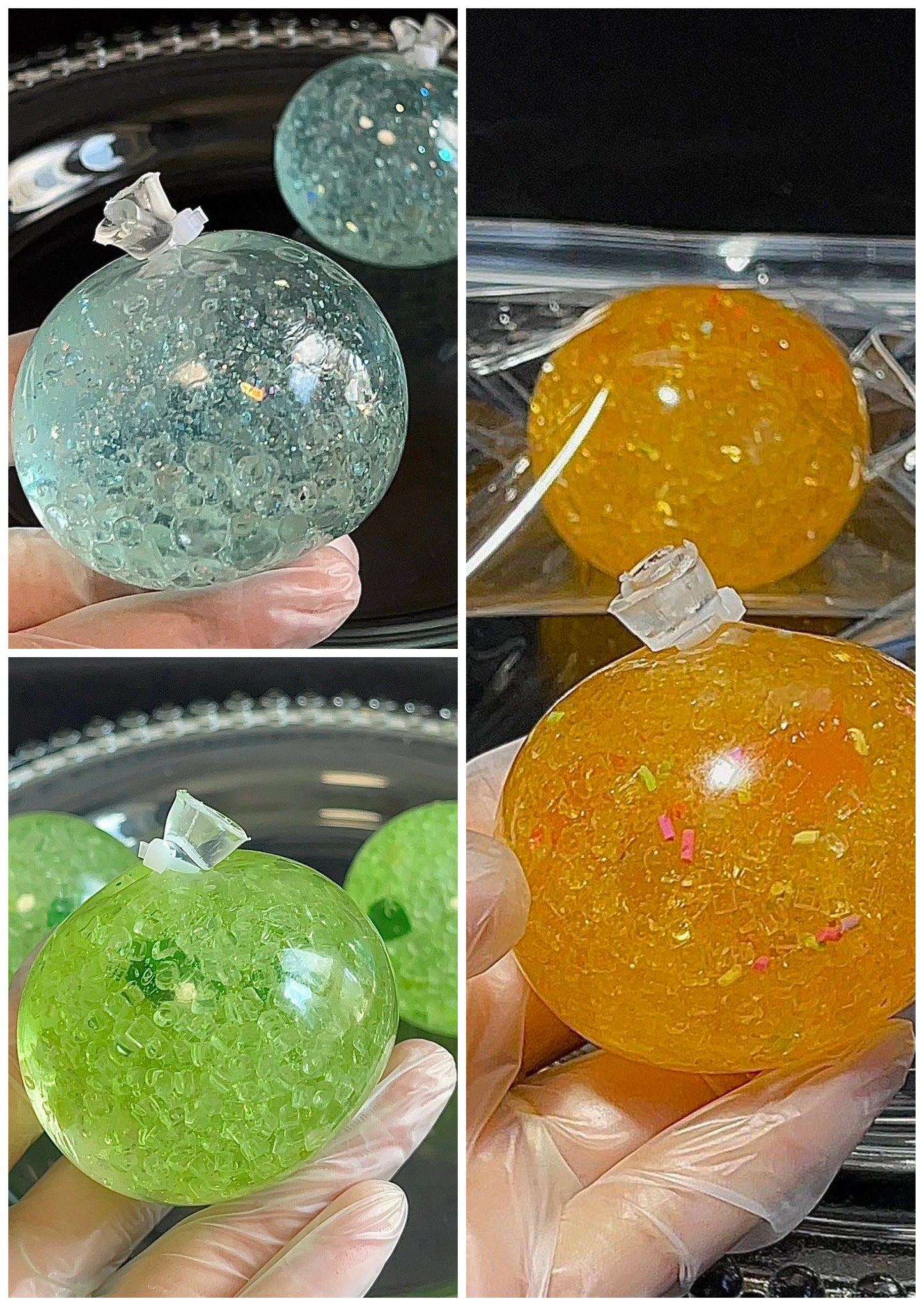 Stress Ball Glass Beads & Slime Filling Squishy Stress Relief Decompression Toy