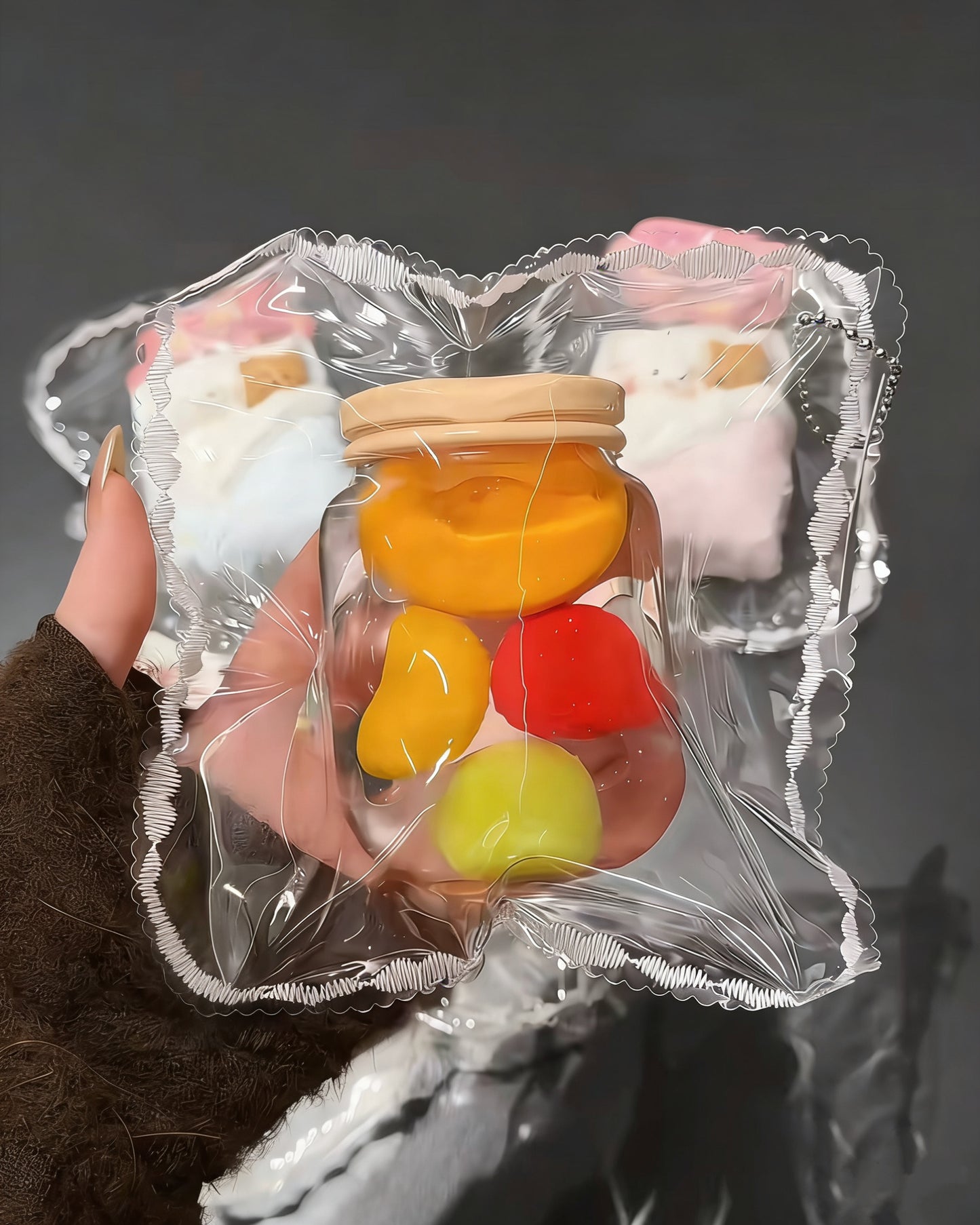 Fruit Mason Jar Stress Ball Squishy Stress Relief Decompression Toy