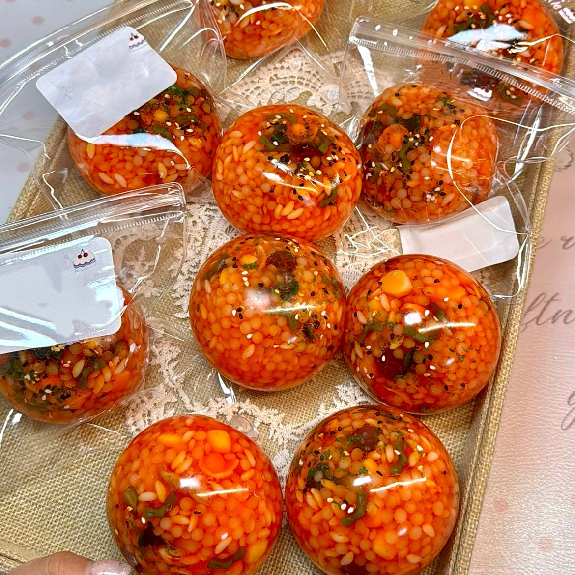 Stress Ball Kimchi Rice Ball Squishy Stress Relief Decompression Toy