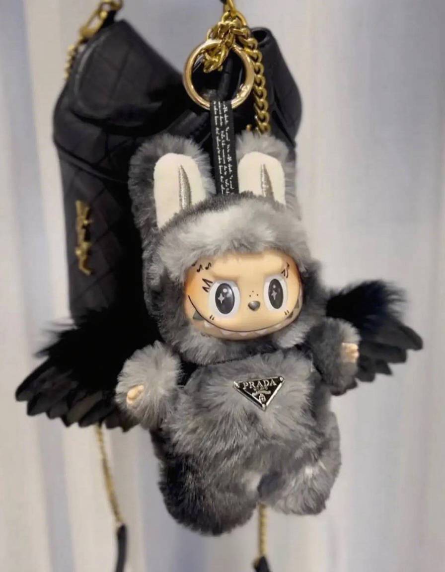 18cm Retrofit Angel Wings Labubu Plush Toy - Handmade Unique Labubu Custom Design