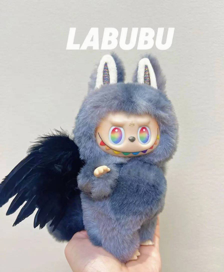 18cm Retrofit Angel Wings Labubu Plush Toy - Handmade Unique Labubu Custom Design