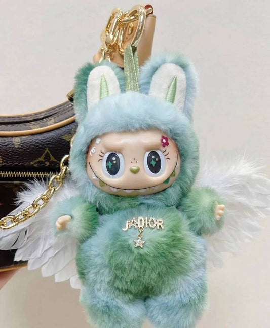 18cm Retrofit Angel Wings Labubu Plush Toy - Handmade Unique Labubu Custom Design