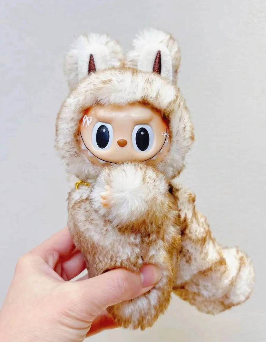 18cm Retrofit Fox Labubu Plush Toy - Handmade Unique Labubu Custom Design