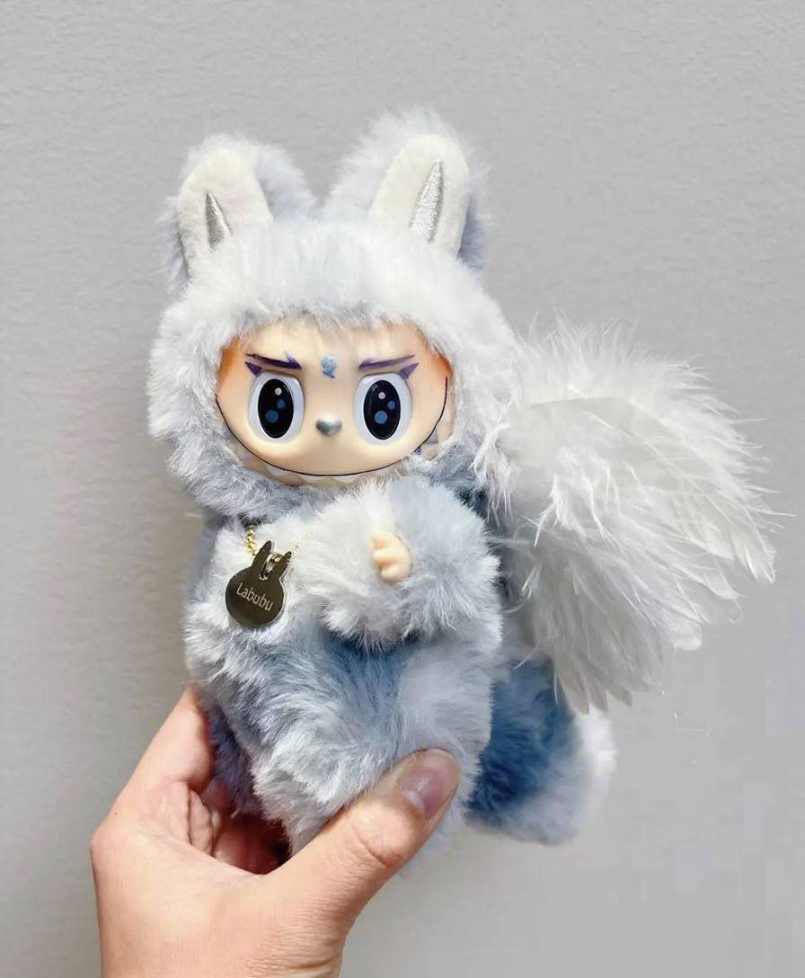 18cm Retrofit Angel Wings Labubu Plush Toy - Handmade Unique Labubu Custom Design