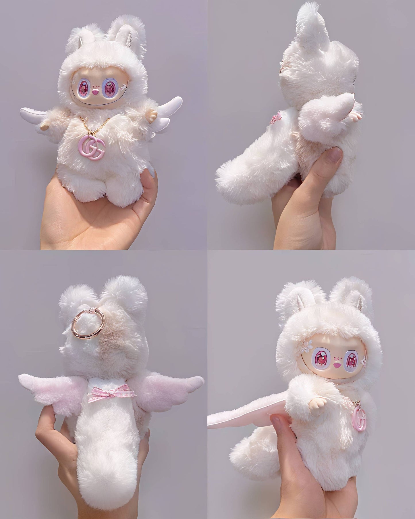 18cm Retrofit Angel Wings Labubu Plush Toy - Handmade Unique Labubu Custom Design