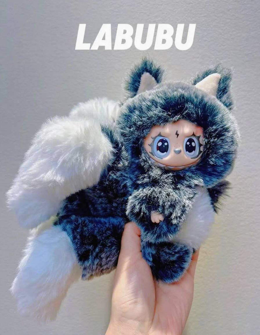 18cm Retrofit Nine-Tails Labubu Plush Toy - Handmade Unique Labubu Custom Design