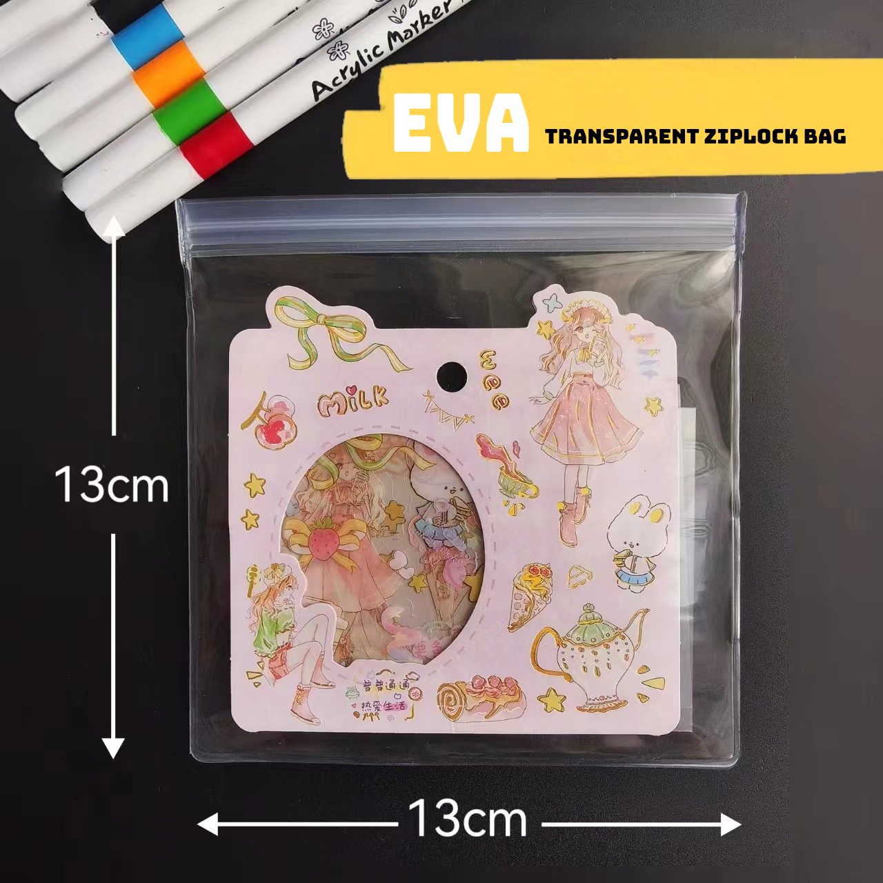 100PCS EVA Transparent Ziplock Bag Squishy Storage Bags