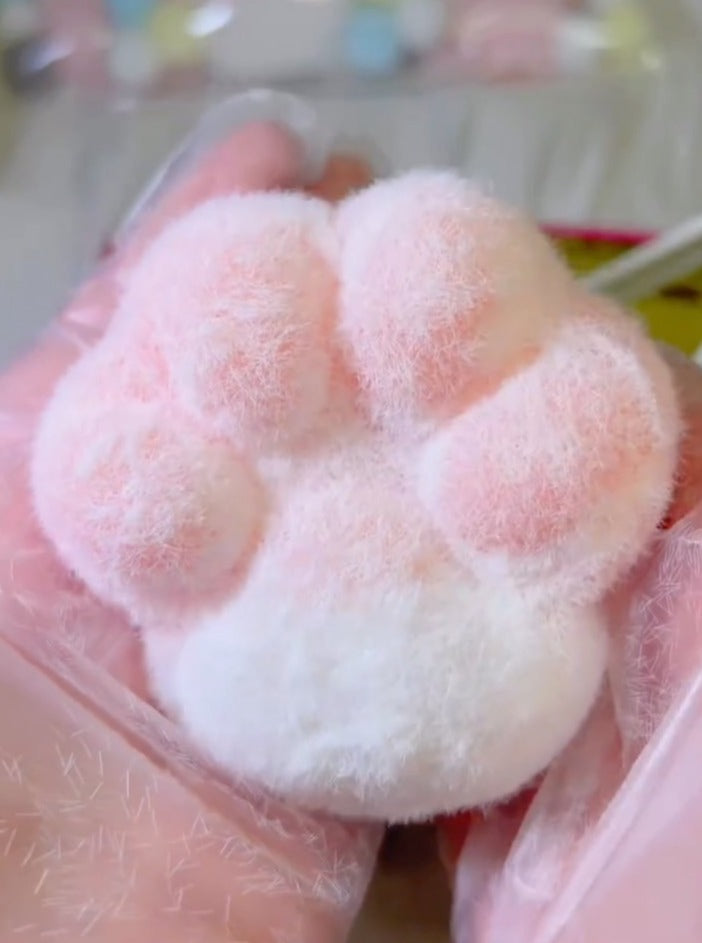 Squishy Contrast Colour Kitty Paw Stress Relief Decompression Toy w/ Flocking