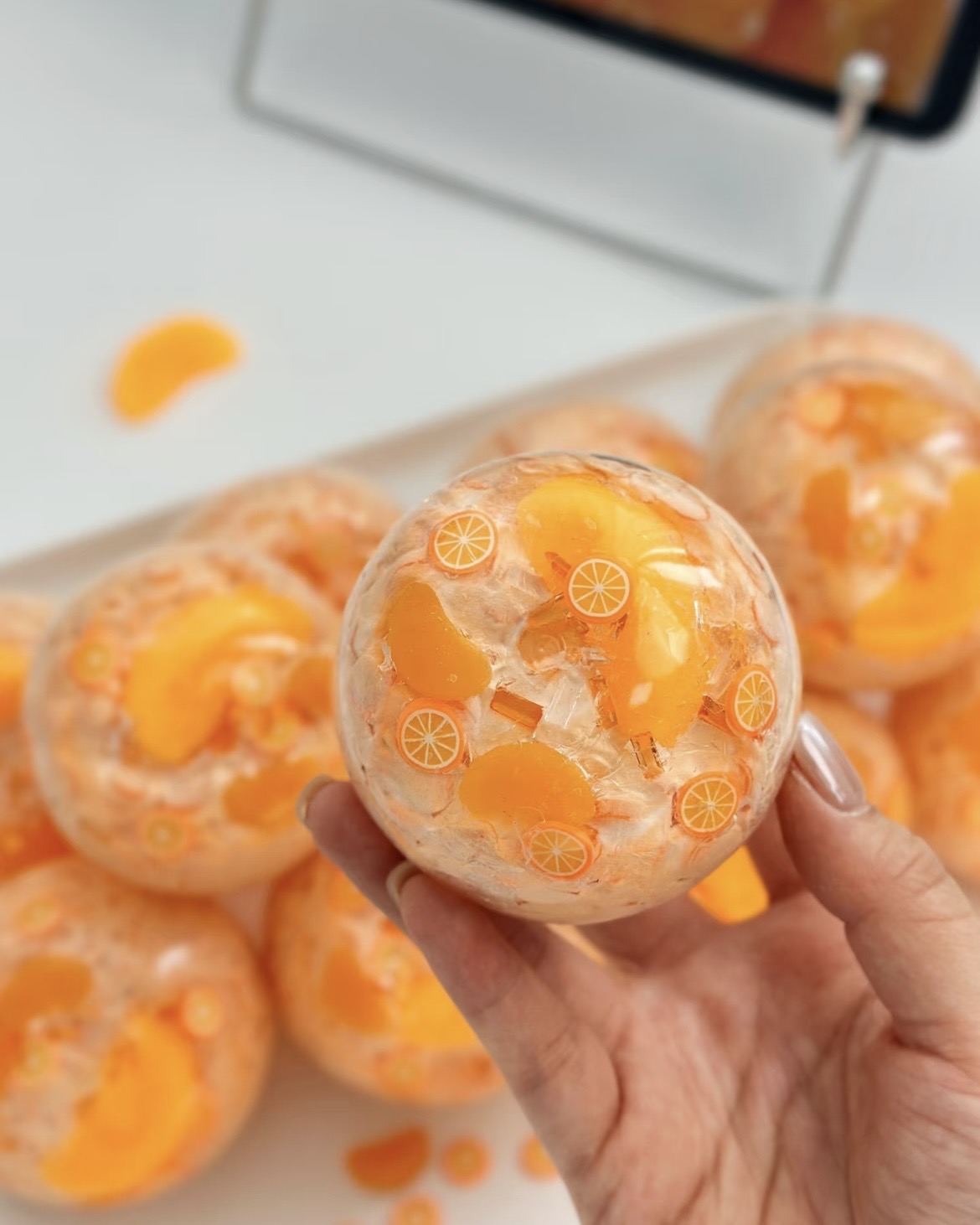 Orange Jelly Stress Ball Squishy Stress Relief Decompression Toy