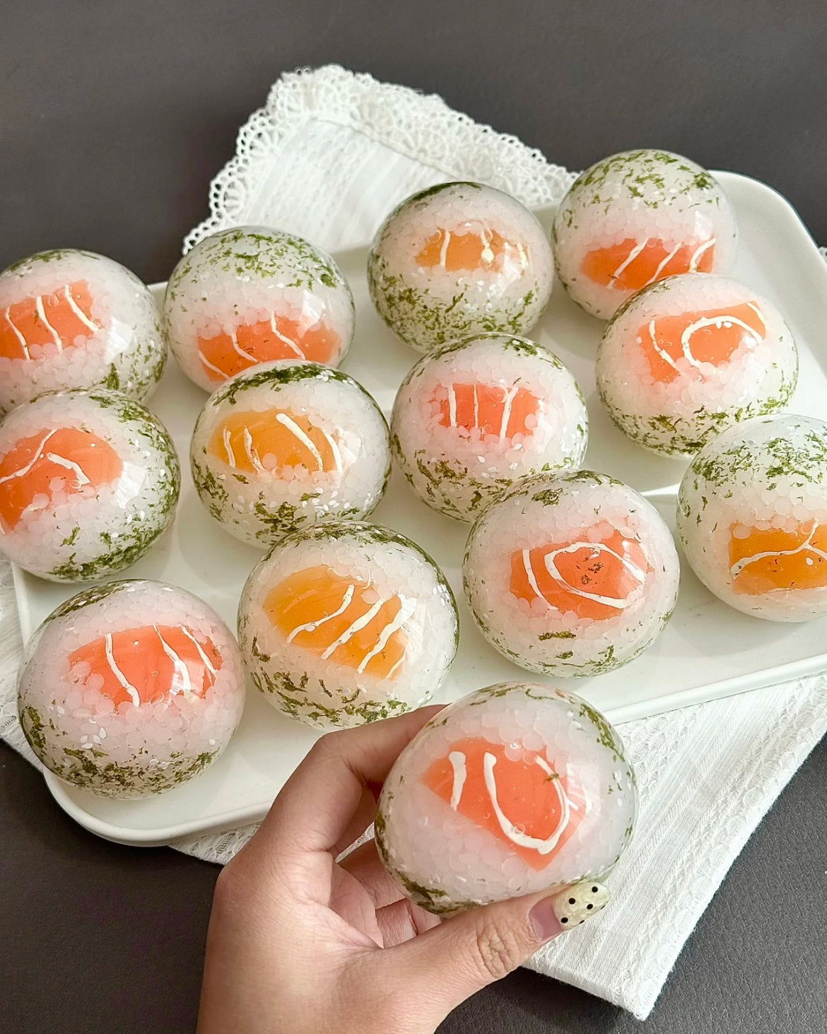 Stress Ball Salmon Rice Squishy Stress Relief Decompression Toy