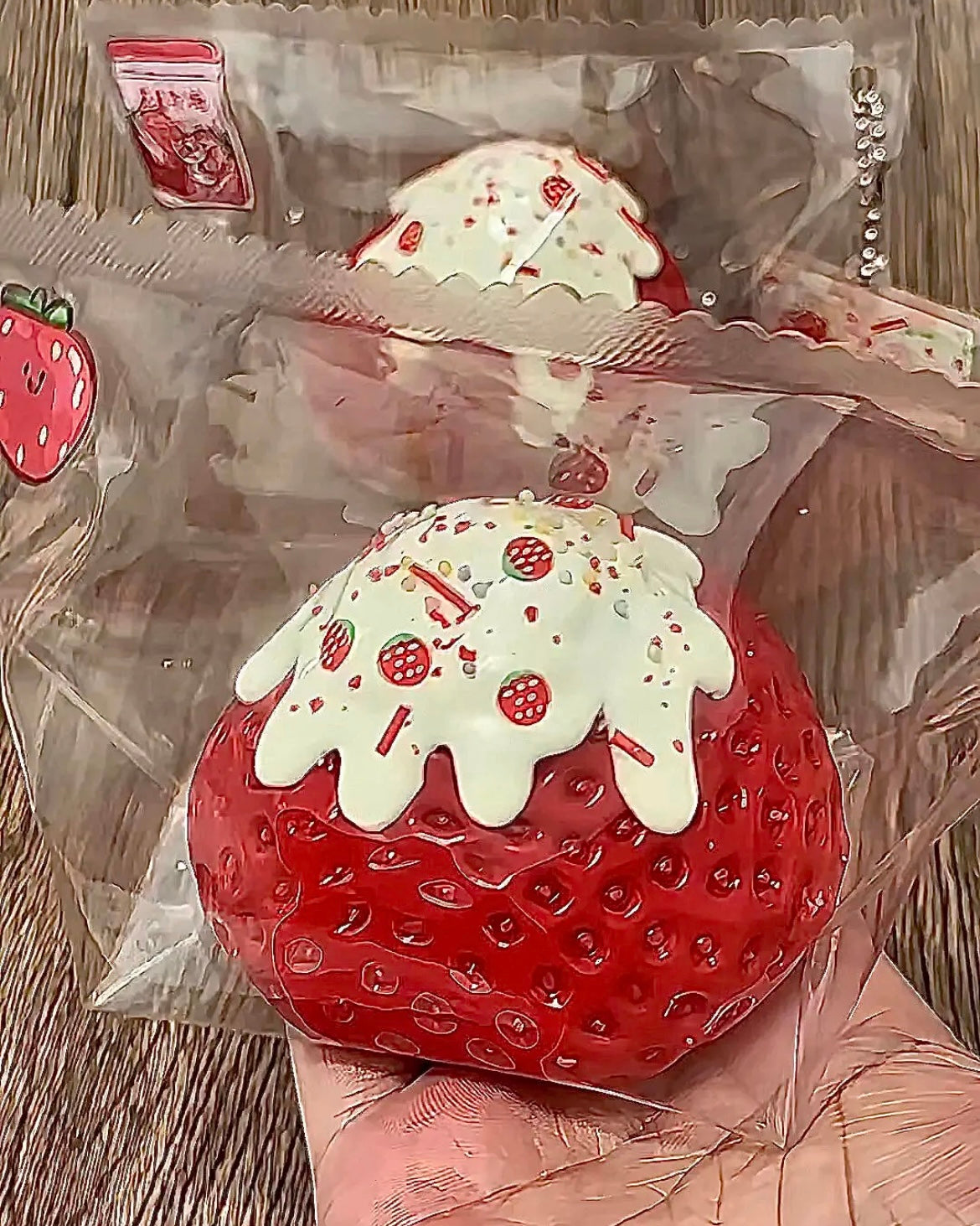 Strawberry Squishy Stress Relief Decompression Toy with Coconut Flakes