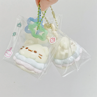 Kitty Burger Keychain Squishy Stress Relief Decompression Toy w/o Flocking