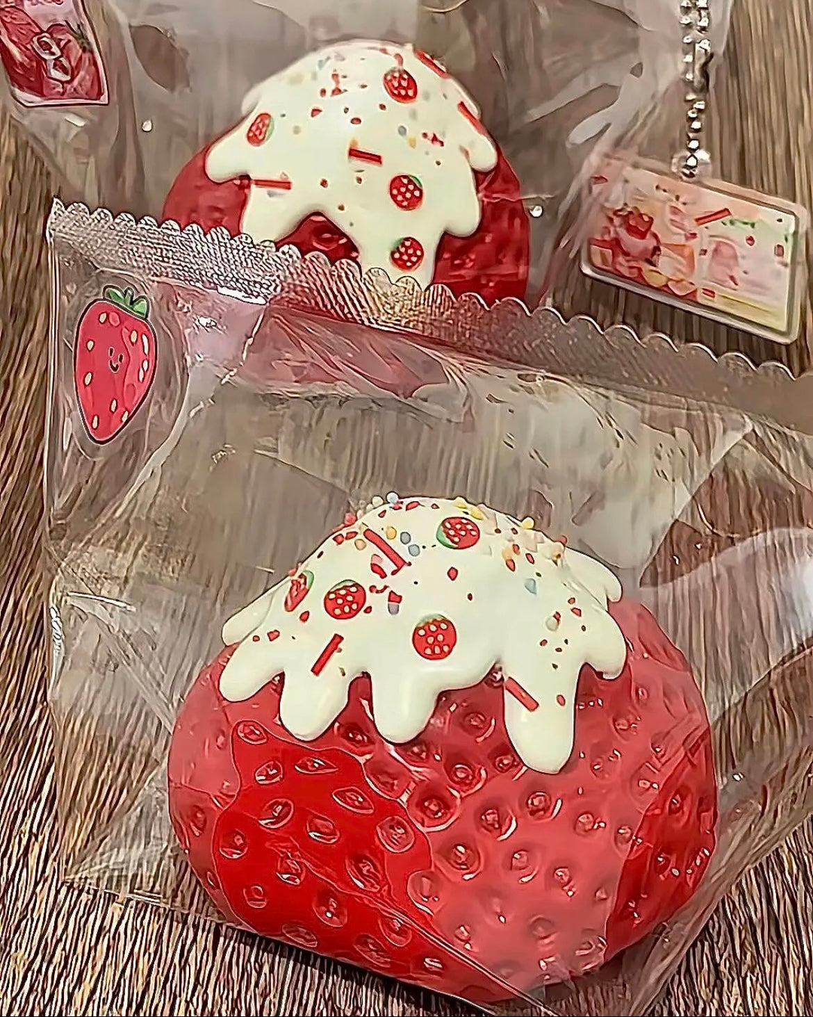 Strawberry Squishy Stress Relief Decompression Toy with Coconut Flakes