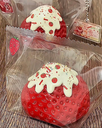 Strawberry Squishy Stress Relief Decompression Toy with Coconut Flakes