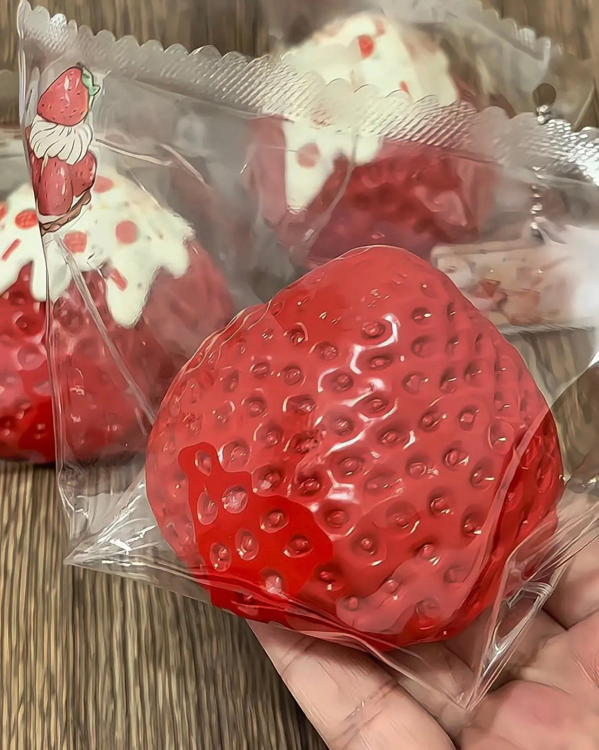 Strawberry Squishy Stress Relief Decompression Toy with Coconut Flakes