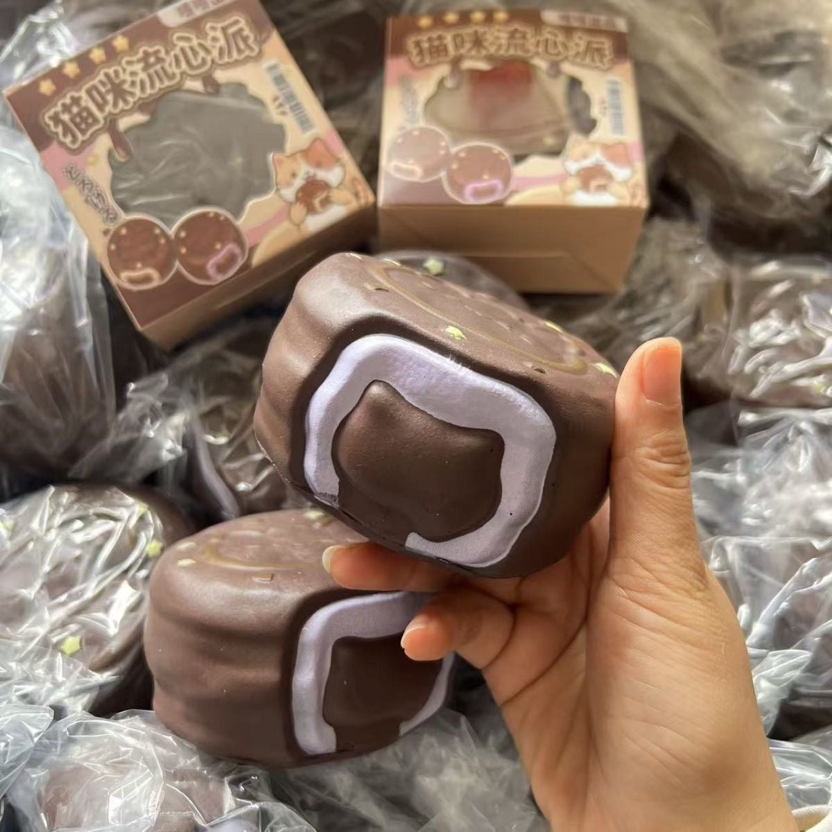 Kitty Chocolate Pie Slow Rising Squishy Stress Relief Decompression Toy