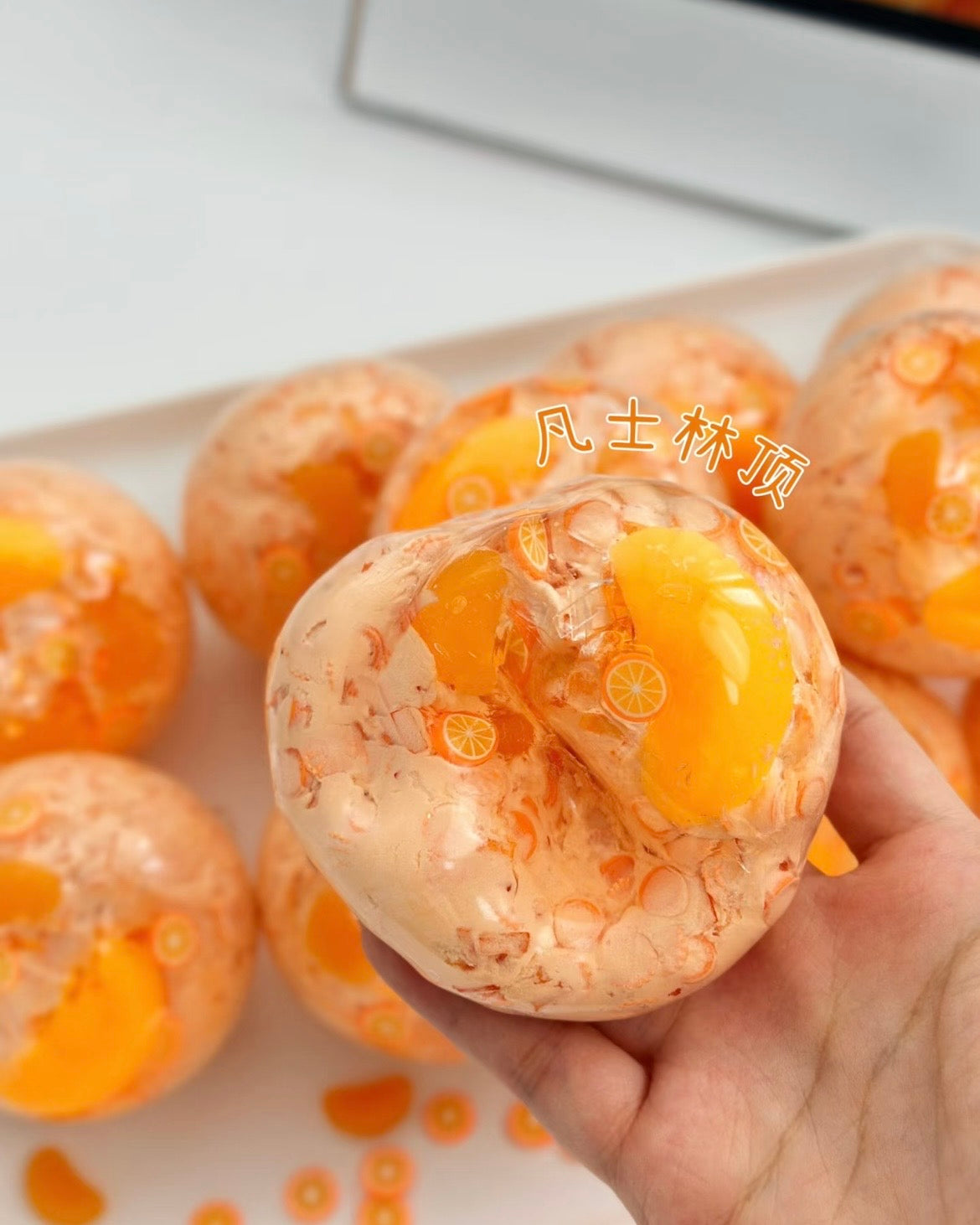 Orange Jelly Stress Ball Squishy Stress Relief Decompression Toy