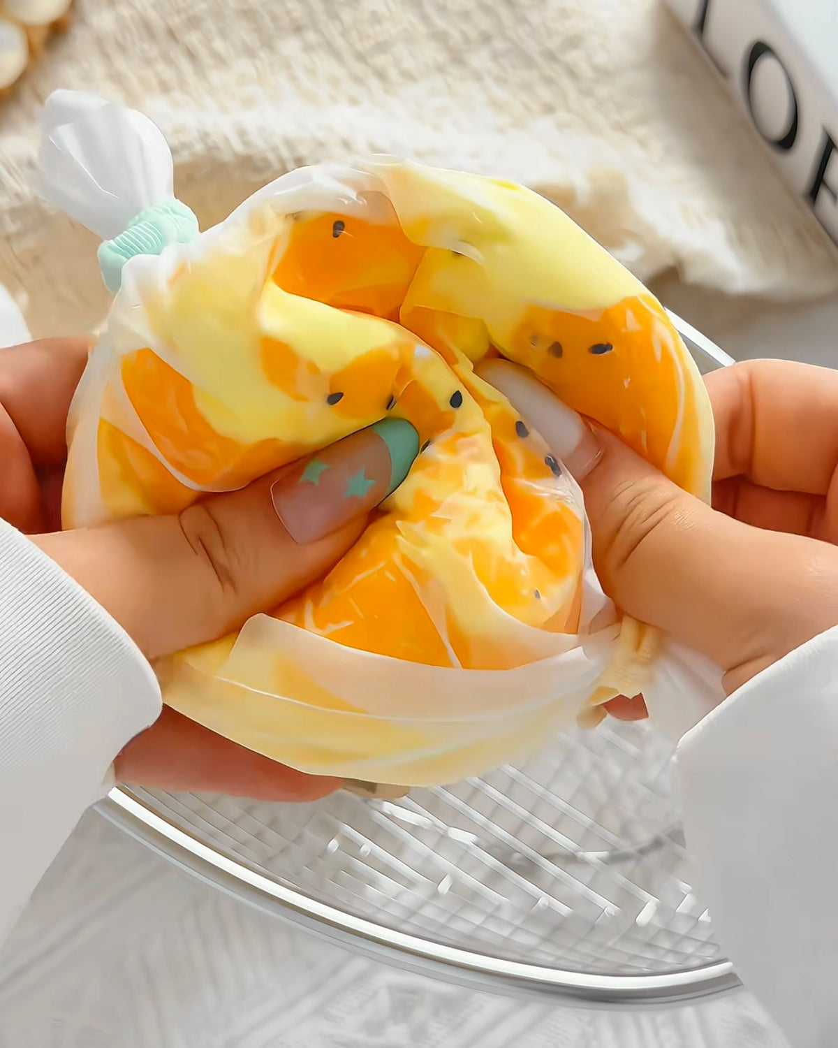 Cracking Sesame Egg Stress Ball Squishy Stress Relief Fidget Toy