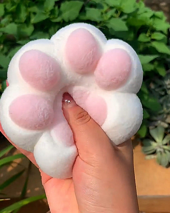 HUGE Kitty Paw Squishy Stress Relief Decompression Toy w/ Flocking