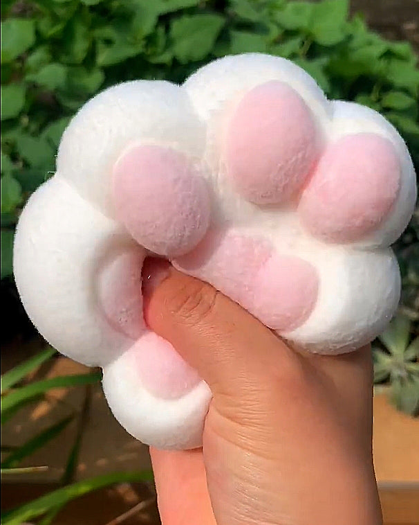 HUGE Kitty Paw Squishy Stress Relief Decompression Toy w/ Flocking