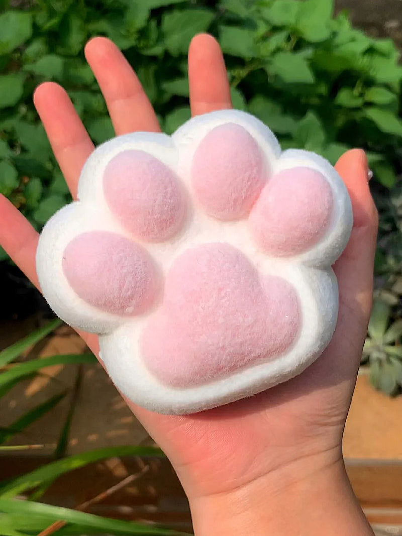 HUGE Kitty Paw Squishy Stress Relief Decompression Toy w/ Flocking